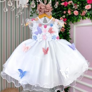 Vestido Marie Branco Jardim Encantado Laço