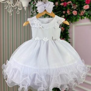 Vestido Vila Lele Borboletas Bebe/Baby Ana Clara Branco