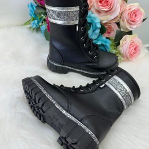 Bota/Coturno Nilqi Lara Cano Alto Preto Brilho