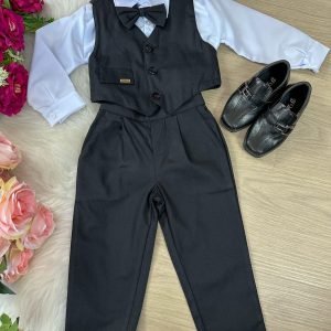 Conjunto Meninos Kanga Social Preto Colete